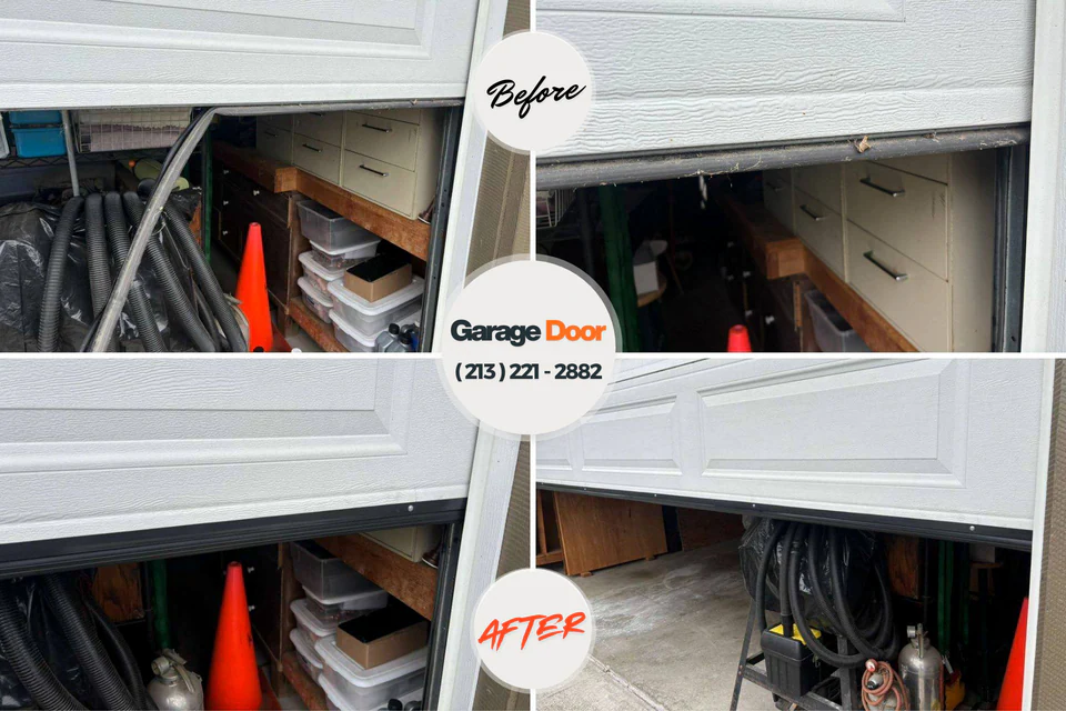 Before and after: garage door repair Oak Grove, MO